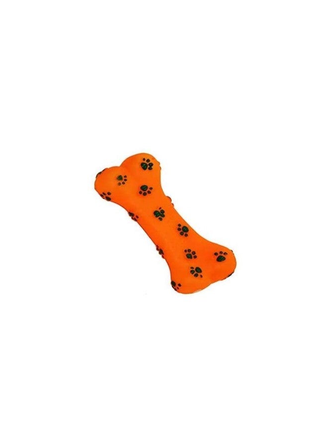 Pups&Pets Colorful Squeaky Paw Print Rubber Non Toxic Sound & Chew Bone Toy for Puppies & Small Dogs (Color May Vary). - Image 5